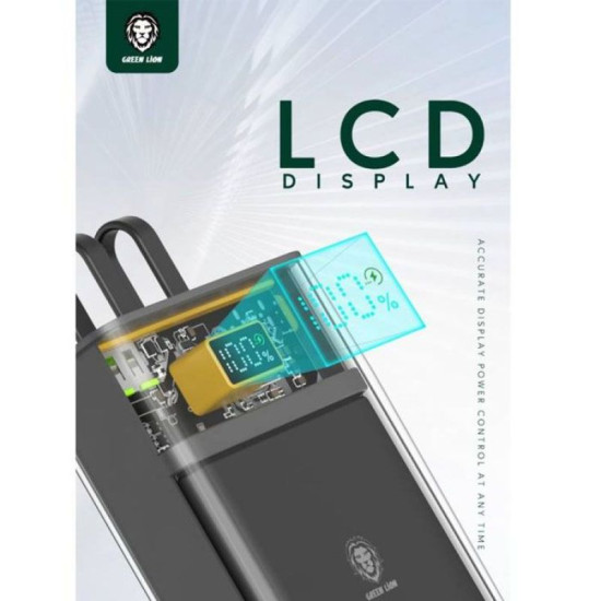 Green Lion Integrated Transparent Power Bank 10000 mAh ( QC 22.5W + PD 20W ) - Black