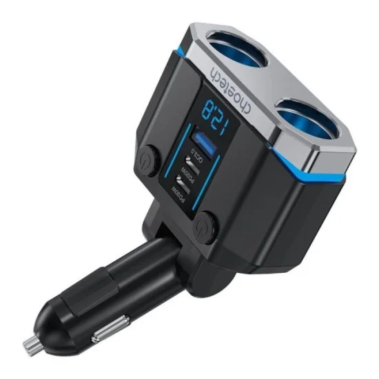 ChoeTech 2 Sockets 2C+1A PD30W Cigarette Lighter Splitter