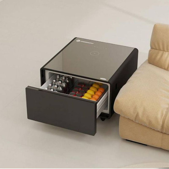 باورولوجی ثلاجة بطاولة جانبية صغيرة بسعة 65 لترًا مع شاشة LED وشحن لاسلكي - أسود