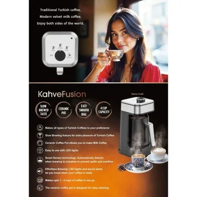 Orca Dual Smart Turkish Coffee Maker - Silver Black | Smart 2-in-1 Turkish