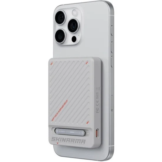 Skinarma magnetic powerbank with integrated stand 10000 mah 20w usb-c pd arc _ Light grey