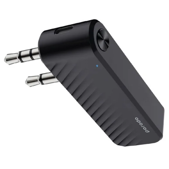 Porodo Bluetooth Audio Transmitter Dual Aux Jack With Built-in Battery - Black