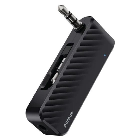 Porodo Bluetooth Audio Transmitter Dual Aux Jack With Built-in Battery - Black