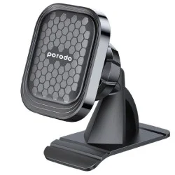 Porodo Magnetic Dash Mount Cell Phone Holder 360 Degree Rotation - Black
