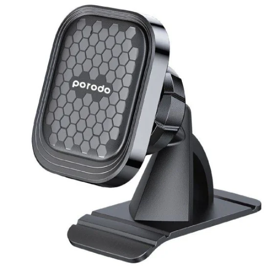 Porodo Magnetic Dash Mount Cell Phone Holder 360 Degree Rotation - Black