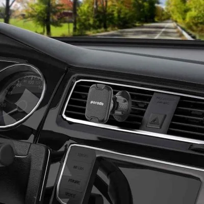 Porodo Magnetic Air Vent Car Mount With Adjustable Hook - Black