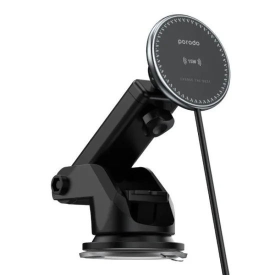 Porodo 3 In 1 Magnetic Car Charger Mount 15W With 20W PD Car Charger - Black
