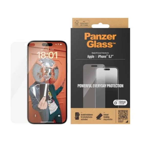 PanzerGlass&trade; Privacy Screen Protector iPhone 15 Plus| Ultra-Wide Fit - Clear