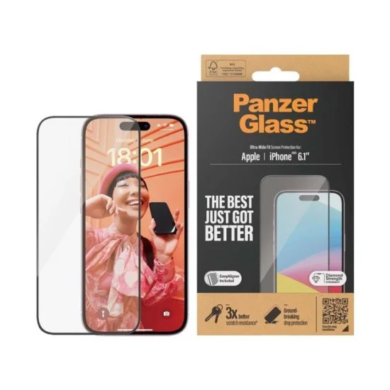PanzerGlass&trade; Privacy Screen Protector iPhone 15 | Ultra-Wide Fit - Clear