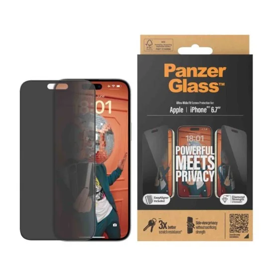 PanzerGlass&trade; Privacy Screen Protector iPhone 15 Plus | Ultra-Wide Fit - Privacy