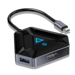 Porodo Gaming 6 In 1 4K HDMI USB-C Hub Gamers Edition - Black