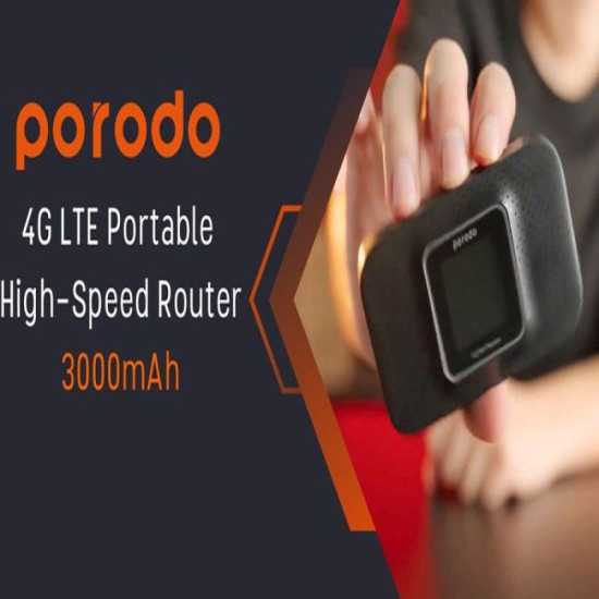 Porodo 4G LTE-3G Portable High-Speed Router - Black