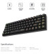 بورودو لوحة مفاتيح الألعاب ميكانيكية مزودة بسلك وبلوتوث (إنجليزي / عربي) - أسود