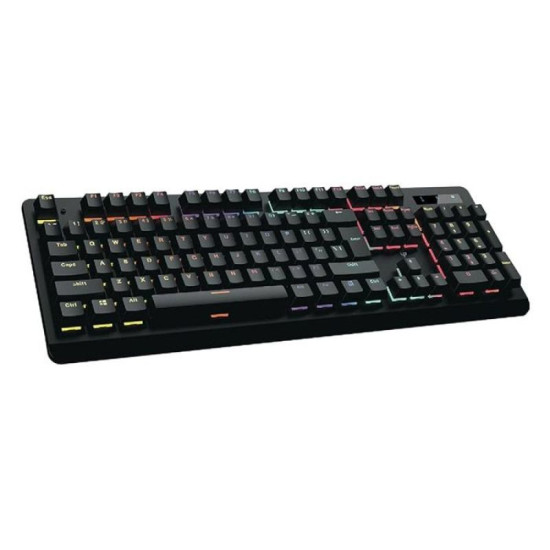 بورودو لوحة مفاتيح الألعاب ميكانيكية كاملة الحجم مع إضاءة بألوان قوس قزح - أسود