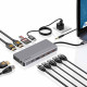 Powerology 13 in 1 Dual Hdmi & DP 4K USB-C Hub Ethernet 10Gbps Data Transfer - Gray