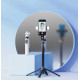 Porodo Selfie Stick 135cm Extendable with Detachable Light 4 Leg Tripod - Black