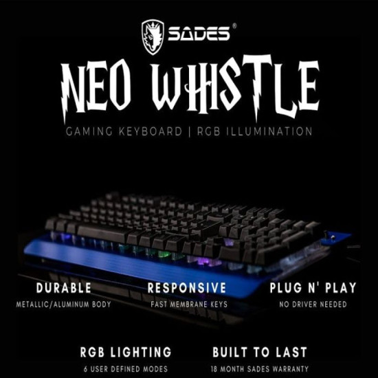 ساديس لوحة مفاتيح الألعاب نيو ويسل - أسود