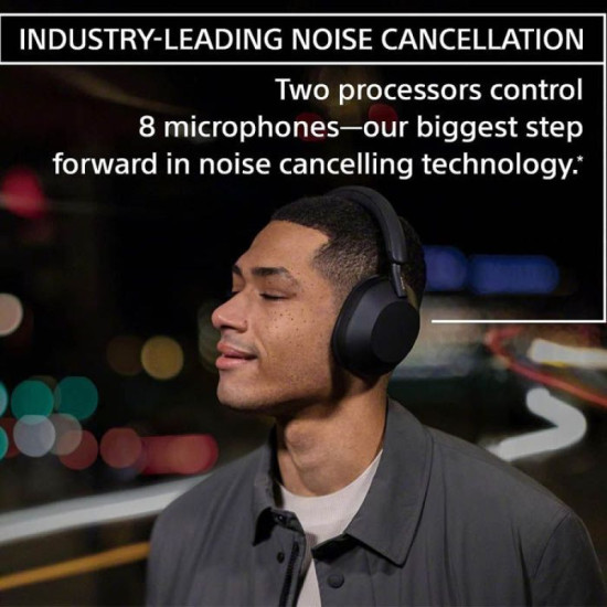 سوني سماعة رأس لاسلكية بتقنية الغاء الضوضاء  – أسود