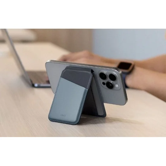 Uniq Lyden Ds Rfid-Blocking Magnetic Card Holder With Stand - Washed Blue (Washed Blue/Black)