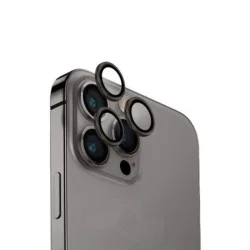 Uniq Optix Iphone 15 Pro Max Stainless Steel Frame Sapphire Camera Lens Protector - Gunmetal Black
