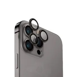 Uniq Optix Iphone 15 Pro Max Stainless Steel Frame Sapphire Camera Lens Protector - Gunmetal Black