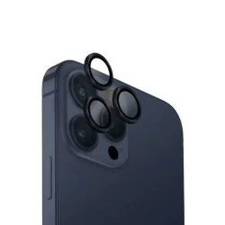 Uniq Optix Iphone 15 Pro Max Stainless Steel Frame Sapphire Camera Lens Protector - Dark Blue