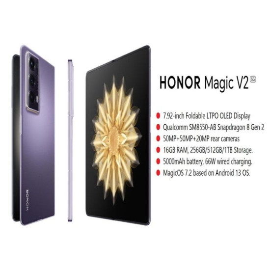 HONOR Magic V2 7.92-inch, 16GB RAM, 512GB, 5G Phone - Purple