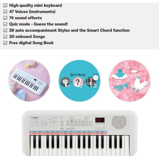 ياماها (PSS-E30) بيانو لوحة مفاتيح 37 مفتاح - أبيض